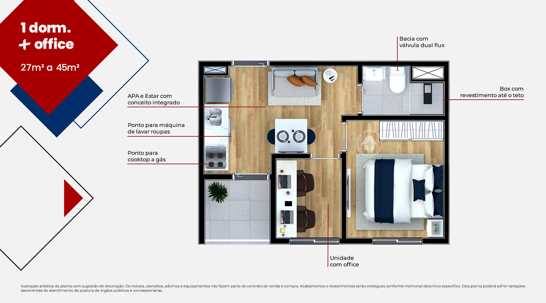 1 Dorm. + Office