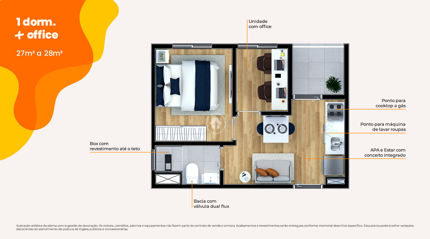 1 Dorm. + Office