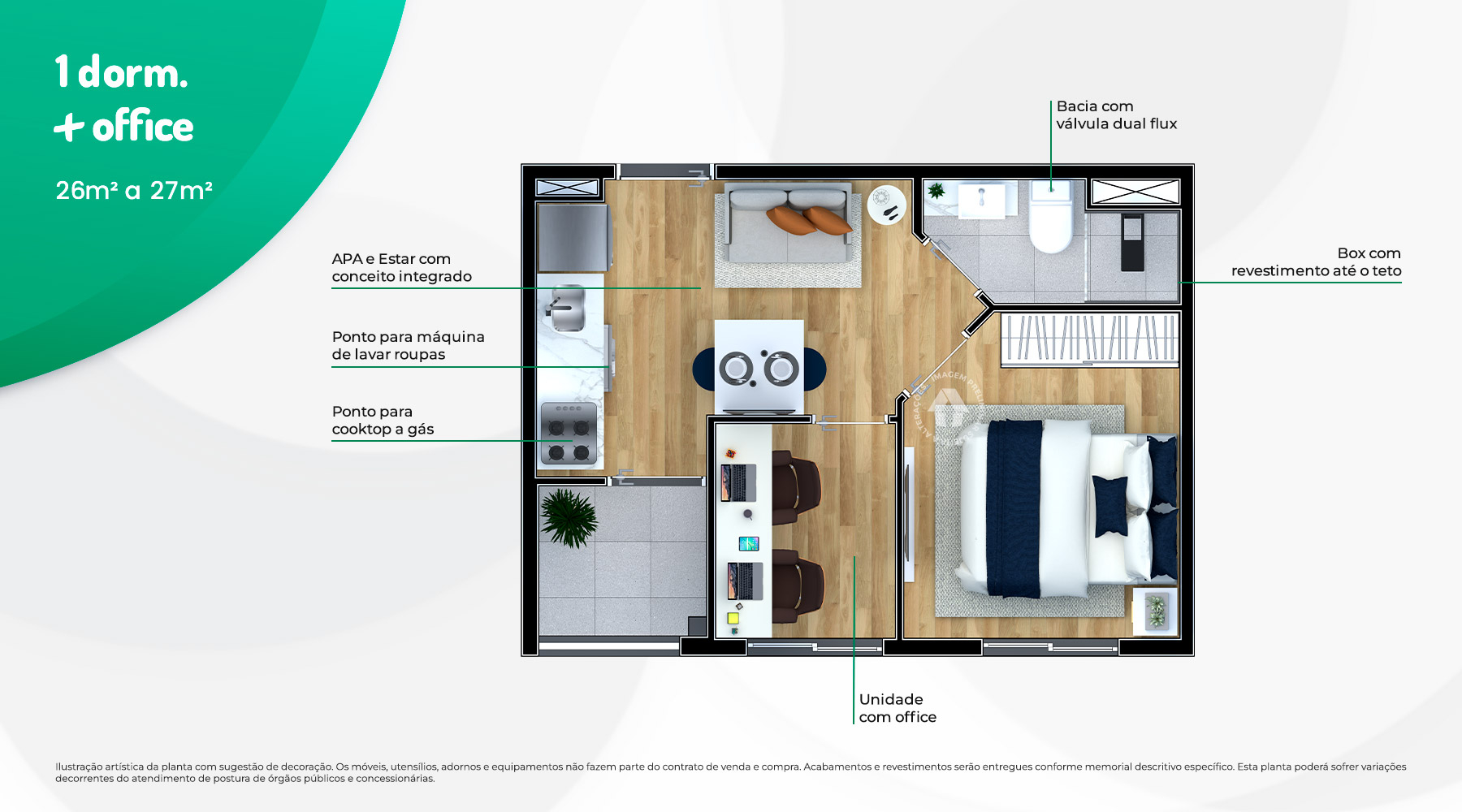1 Dorm. + Office
