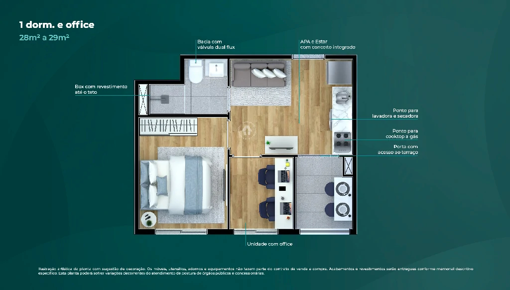 1 Dorm. + Office