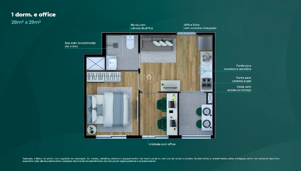 1 Dorm. + Office