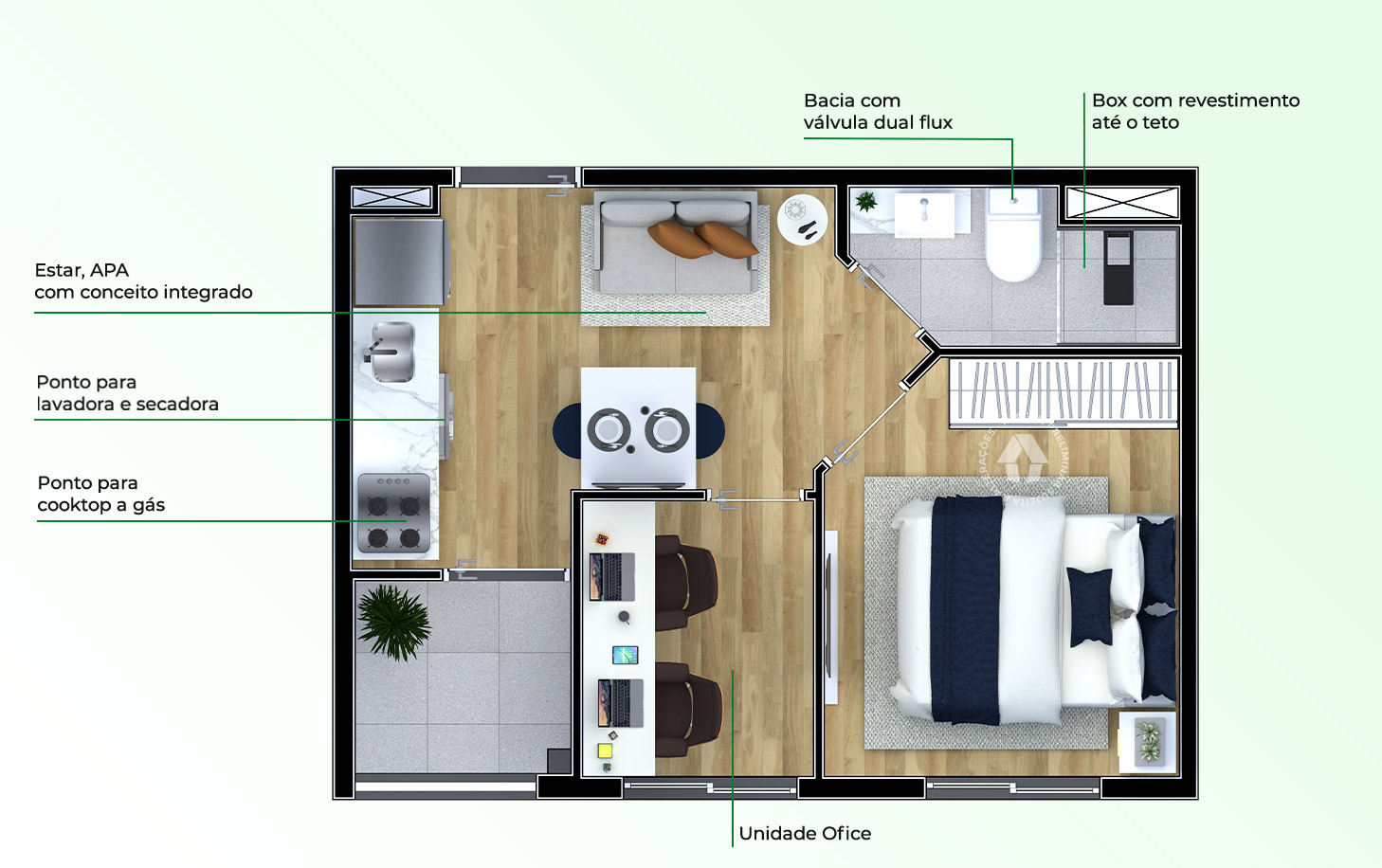 1 Dorm + Office 