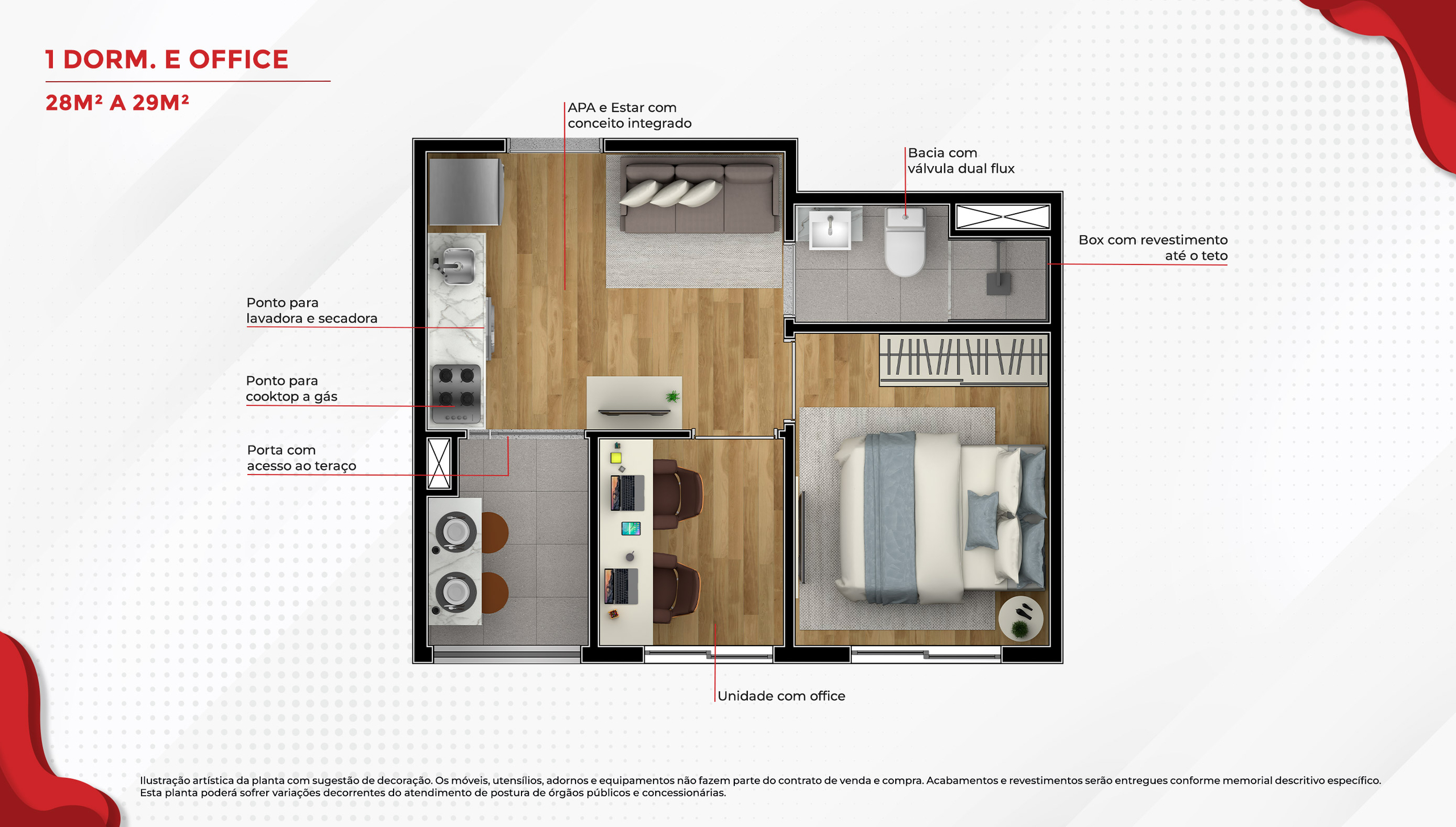 1 Dorm. + Office