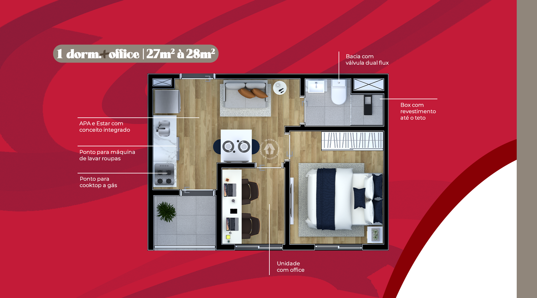 1 Dorm. + Office