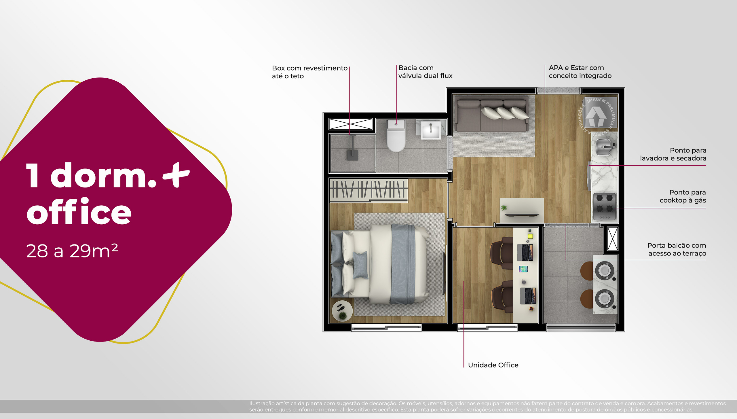 1 Dorm. + Office