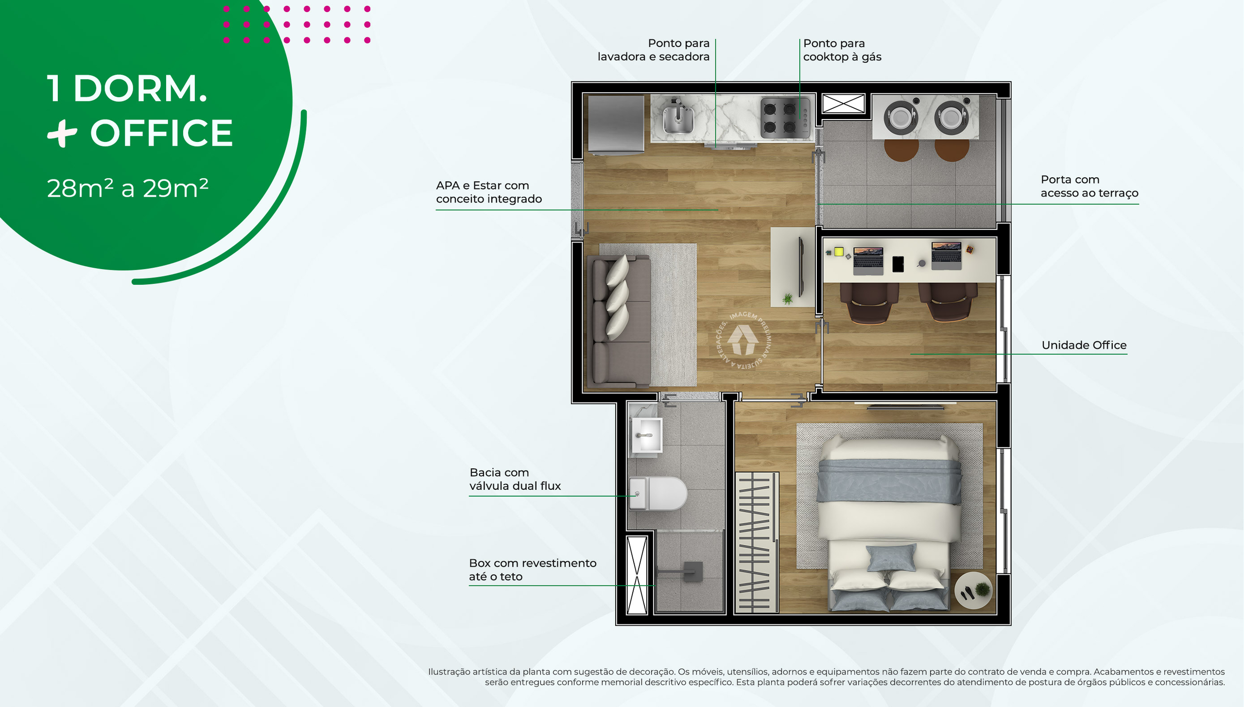 1 Dorm. + Office