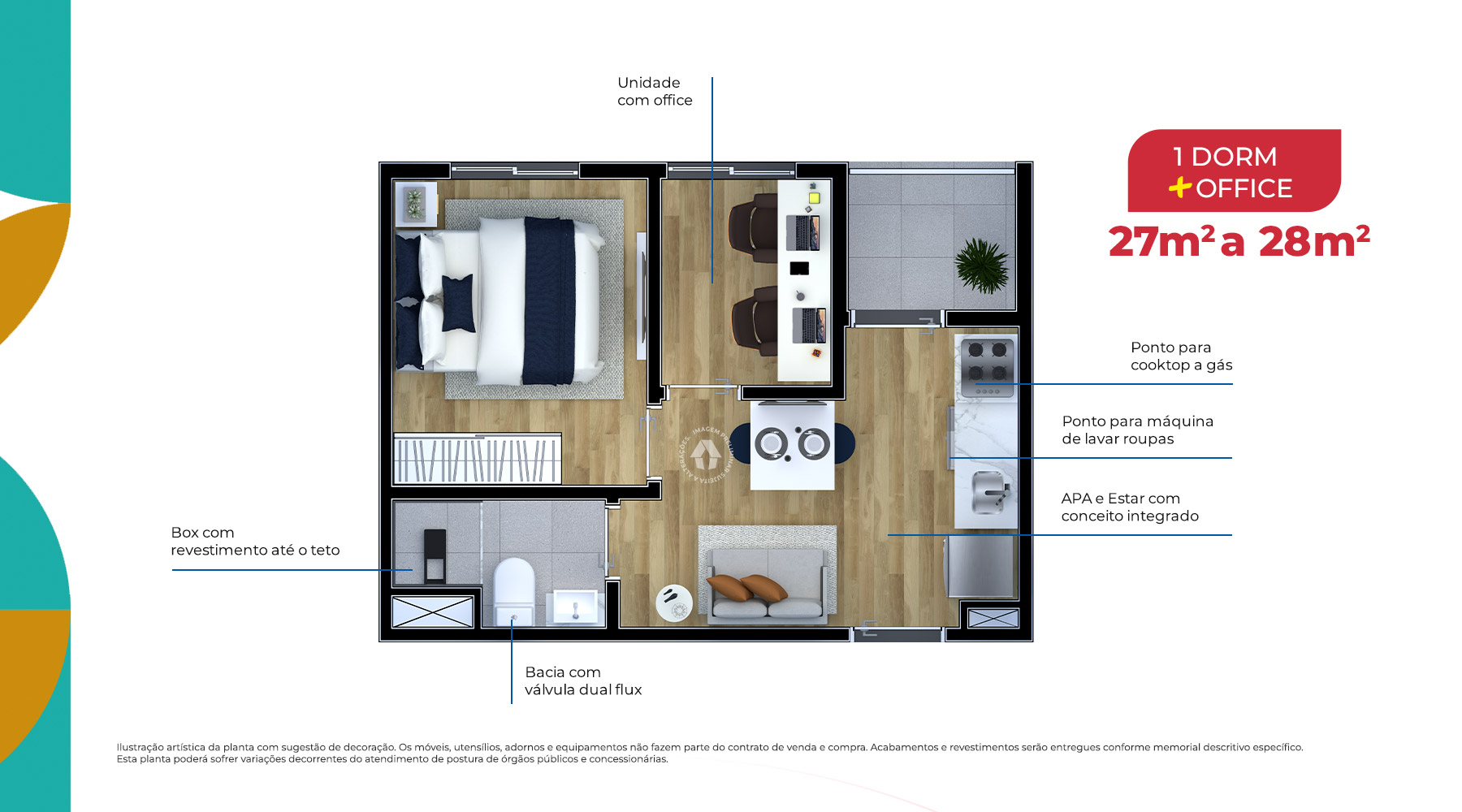 1 Dorm. + Office