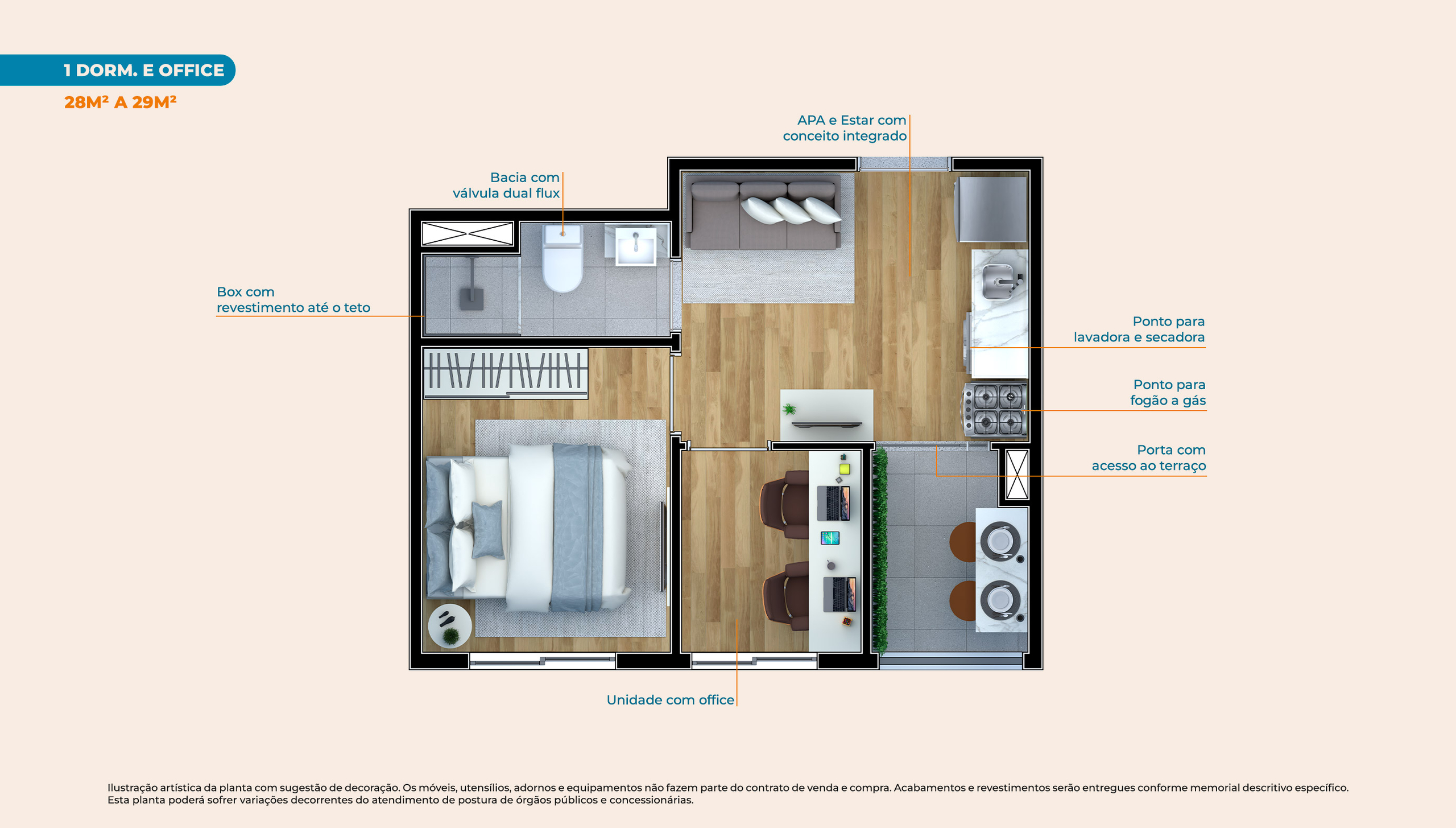 1 Dorm. + Office