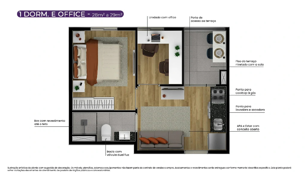 1 Dorm. + Office