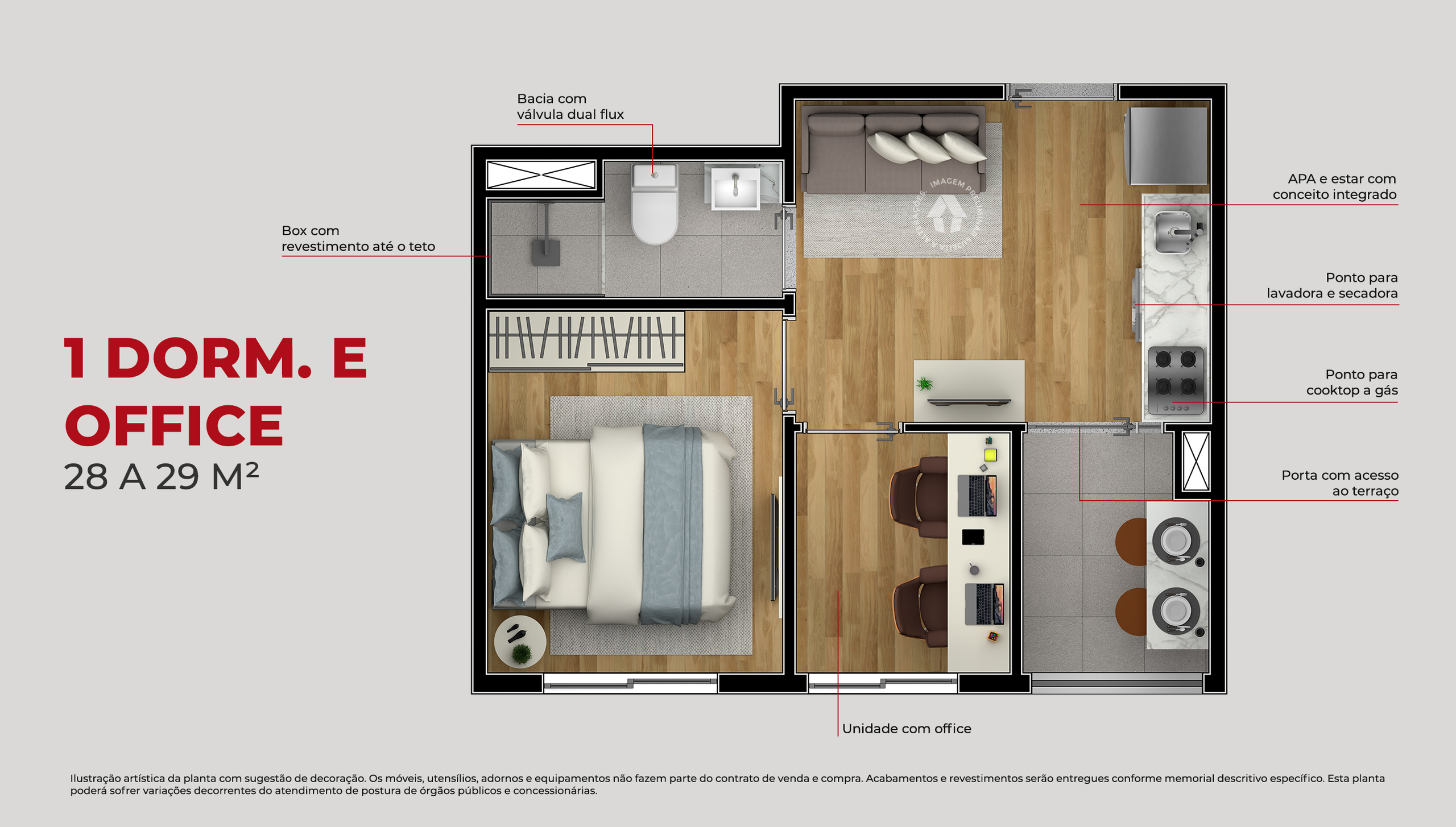 1 Dorm. + Office