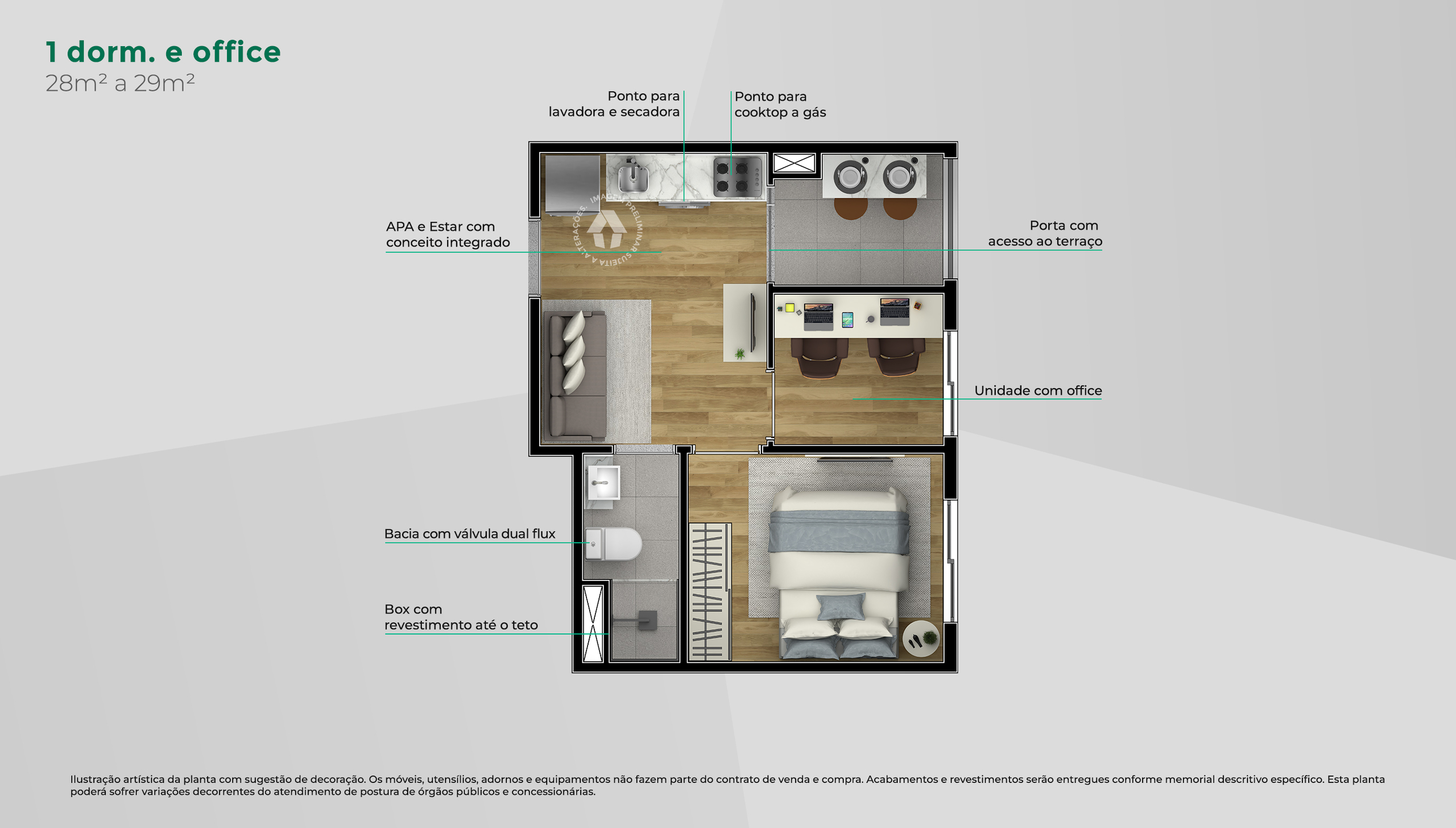1 Dorm. + Office