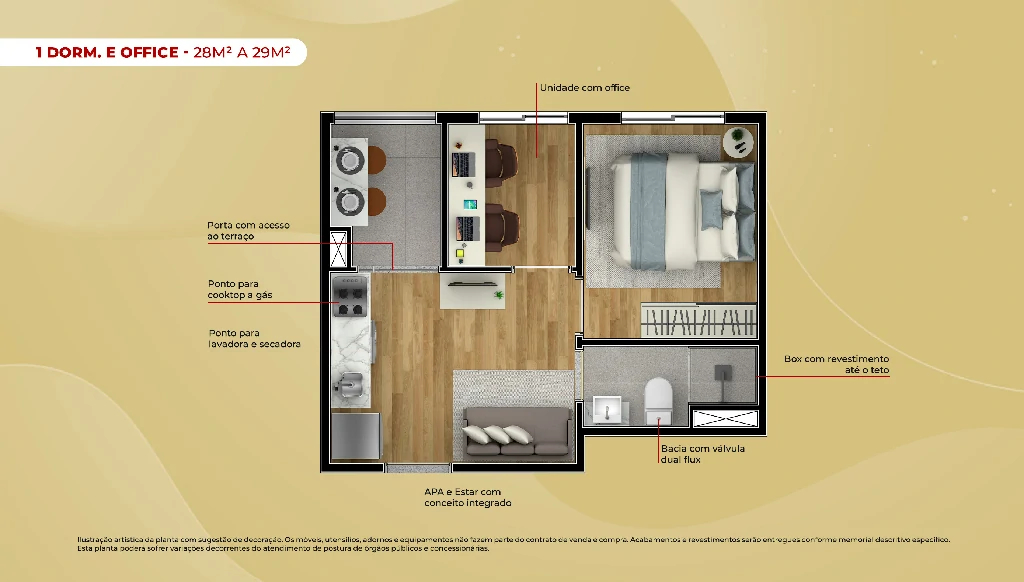 1 Dorm. + Office