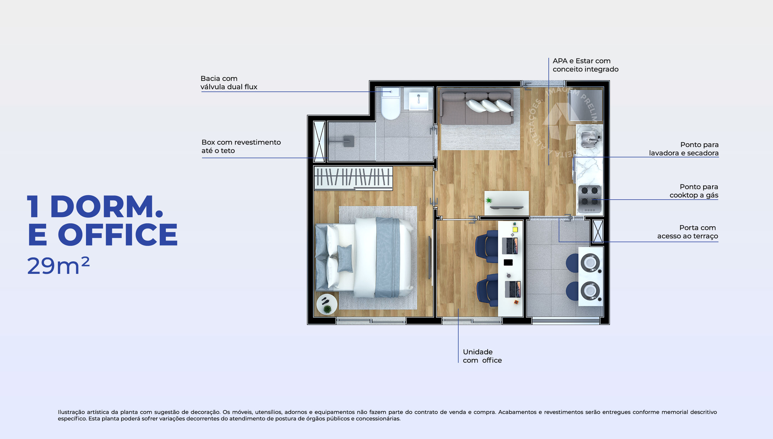 1 Dorm. + Office