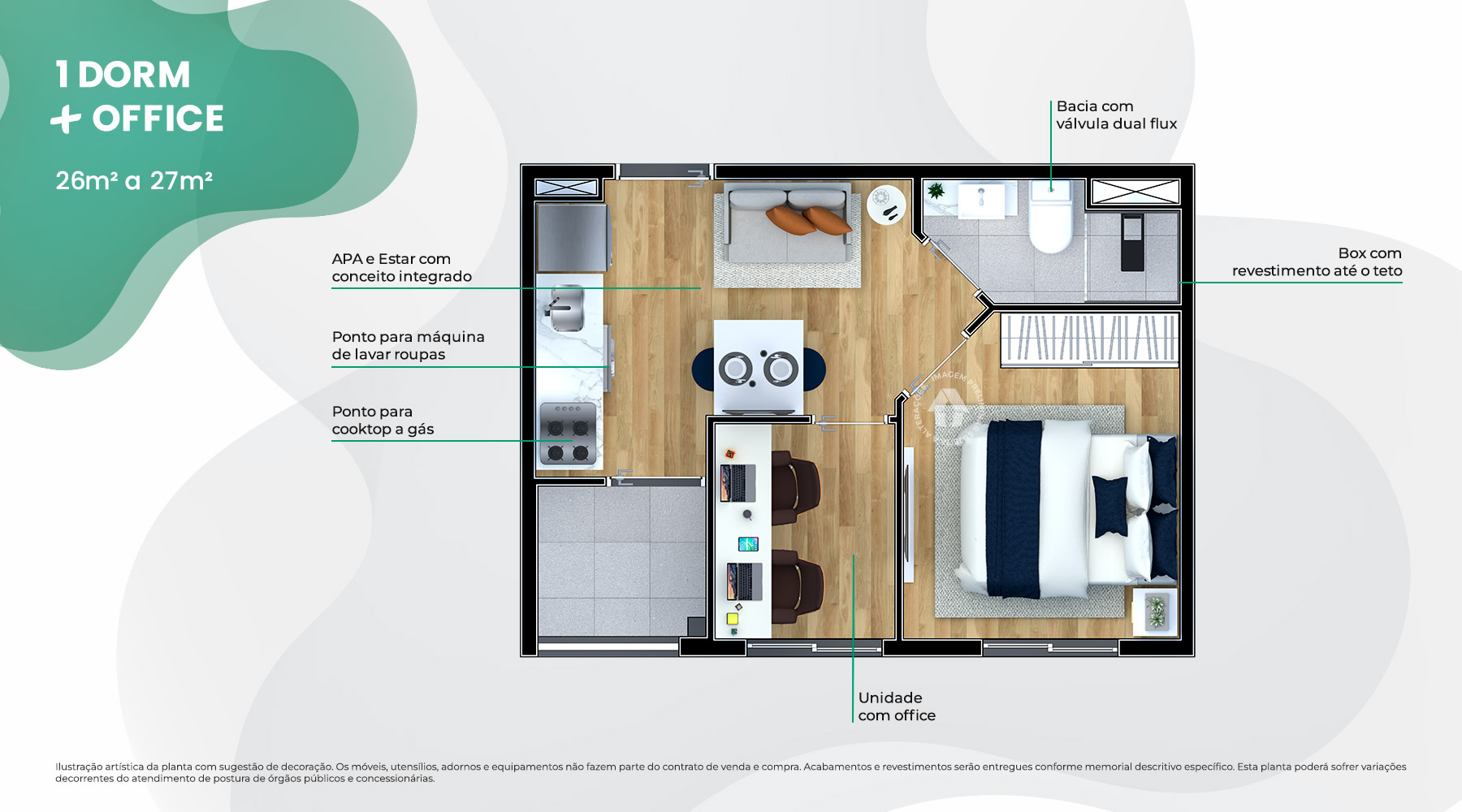 1 Dorm. + Office