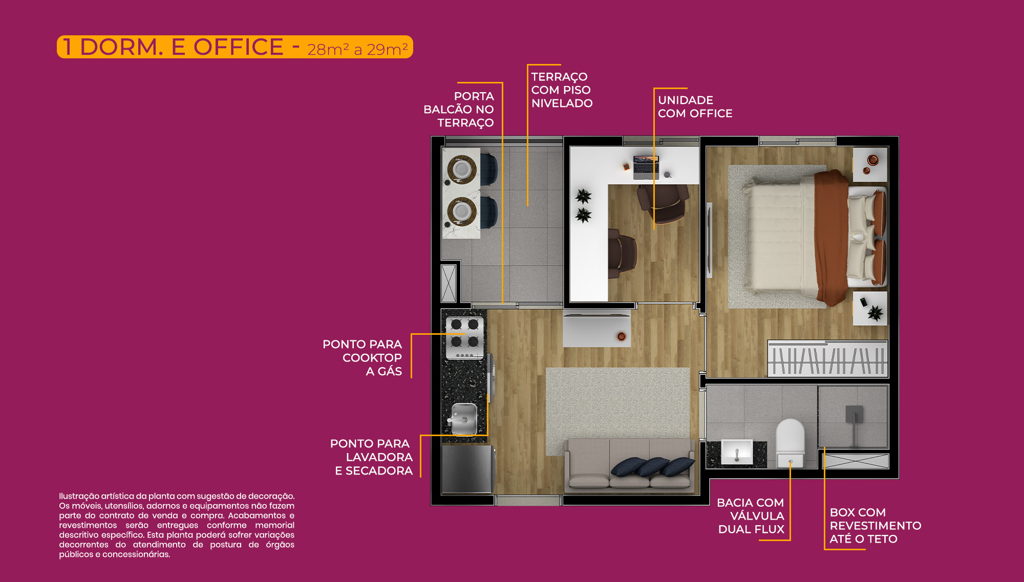 1 Dorm. + Office