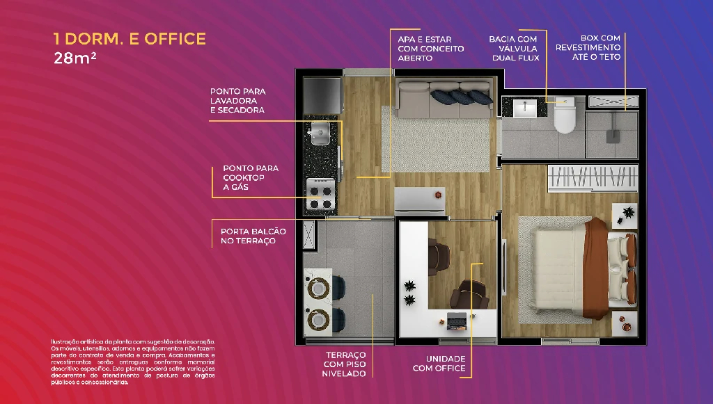 1 Dorm. + Office