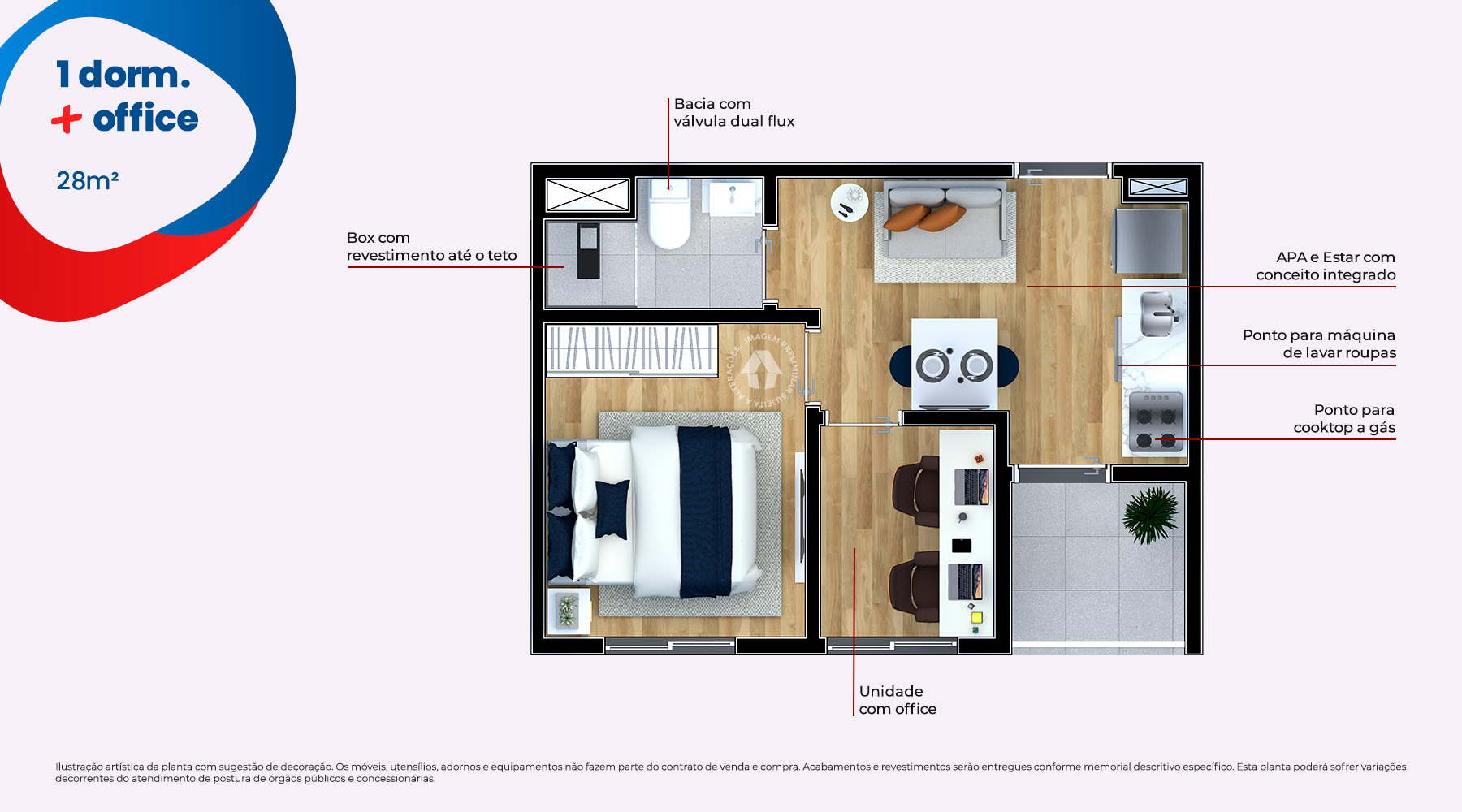 1 Dorm. + Office
