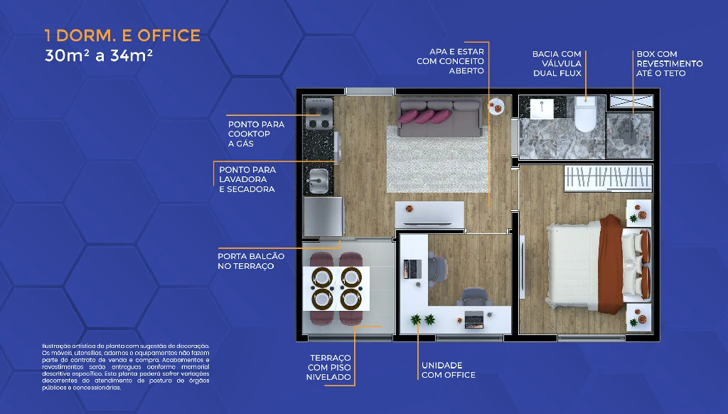 1 Dorm. + Office