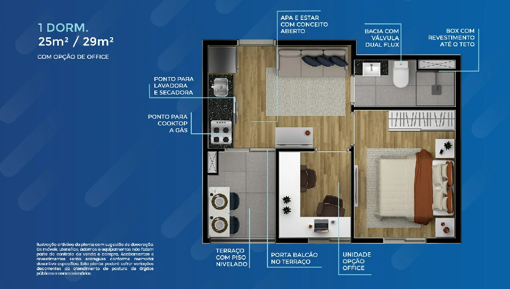 1 Dorm. (c/ opção de office)