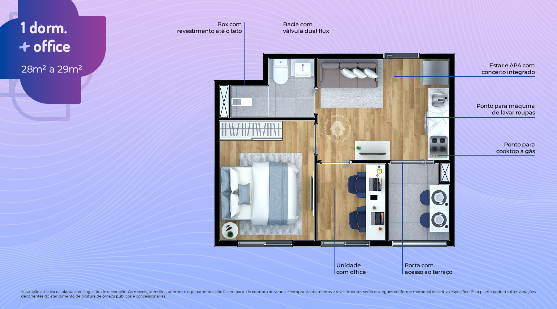 1 Dorm. + Office