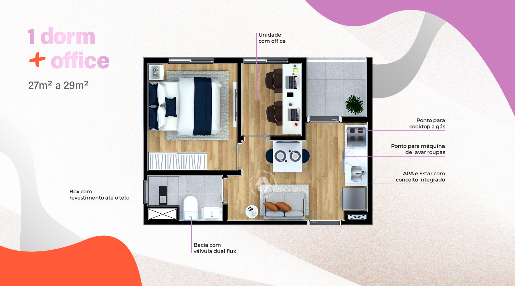 1 Dorm. + Office