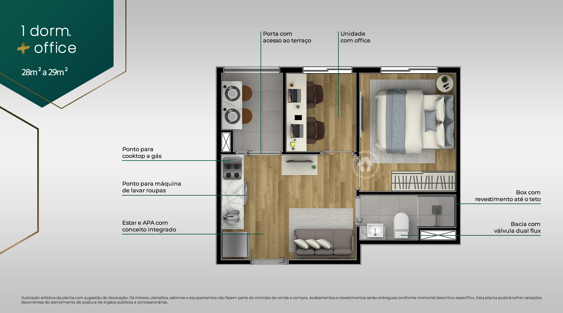 1 Dorm. + Office