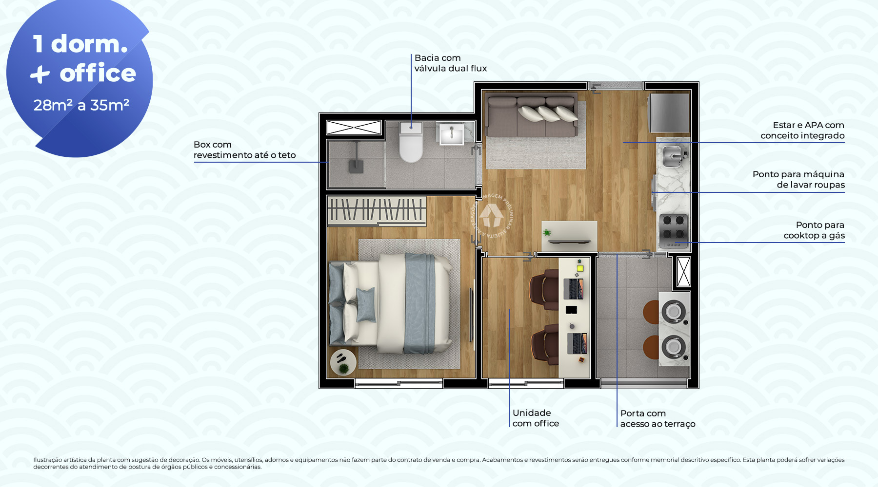 1 Dorm. + Office