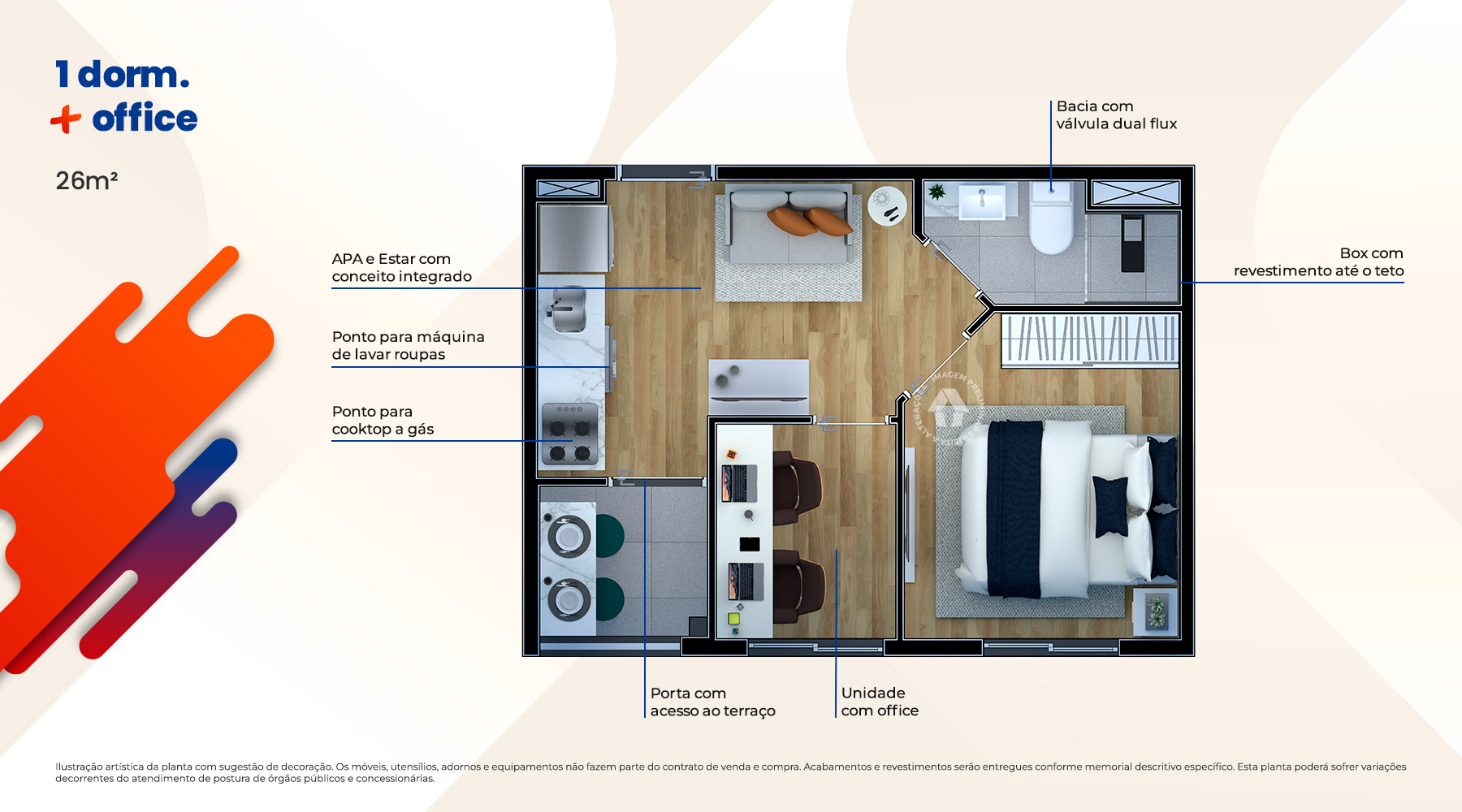 1 Dorm. + Office