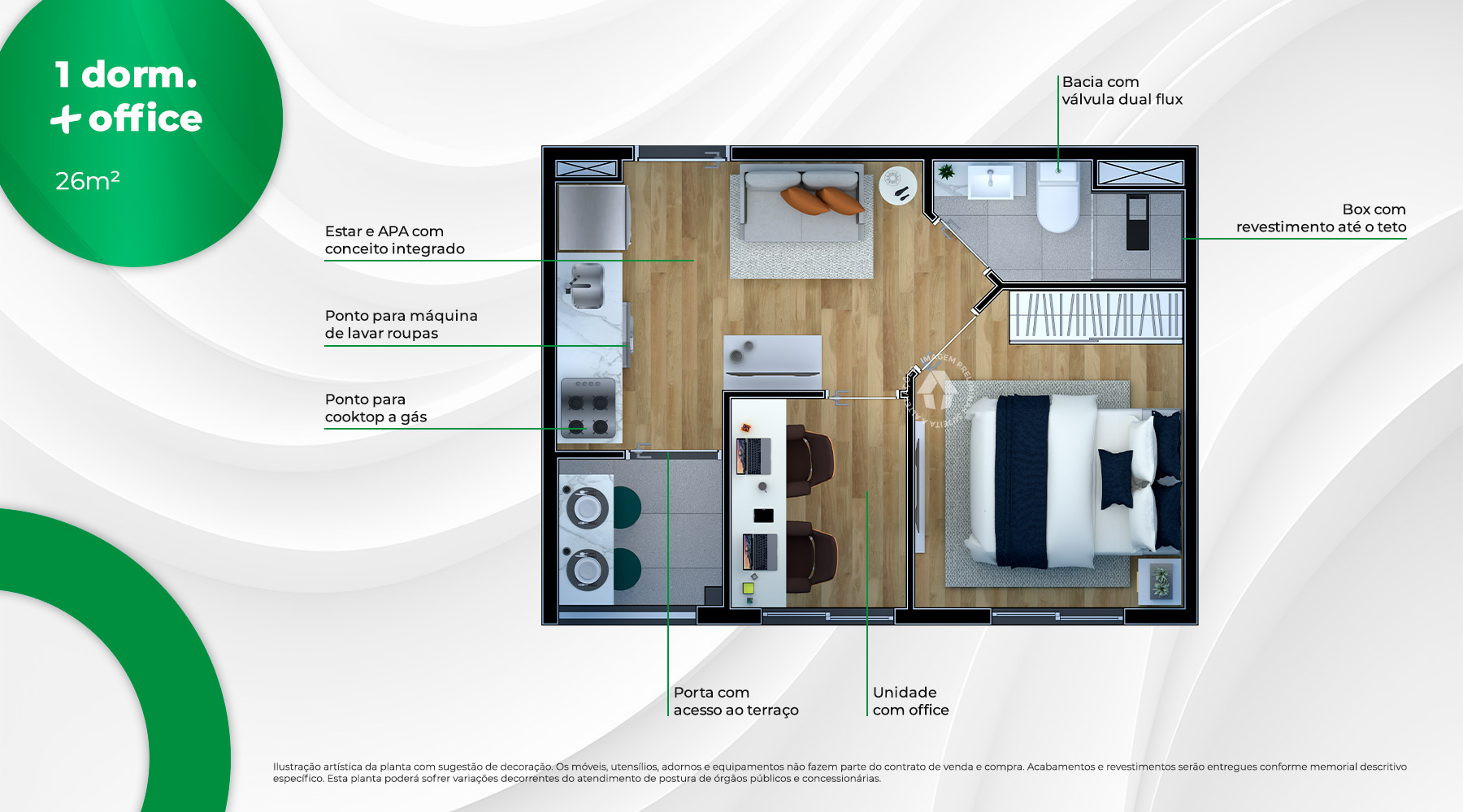 1 Dorm. + Office