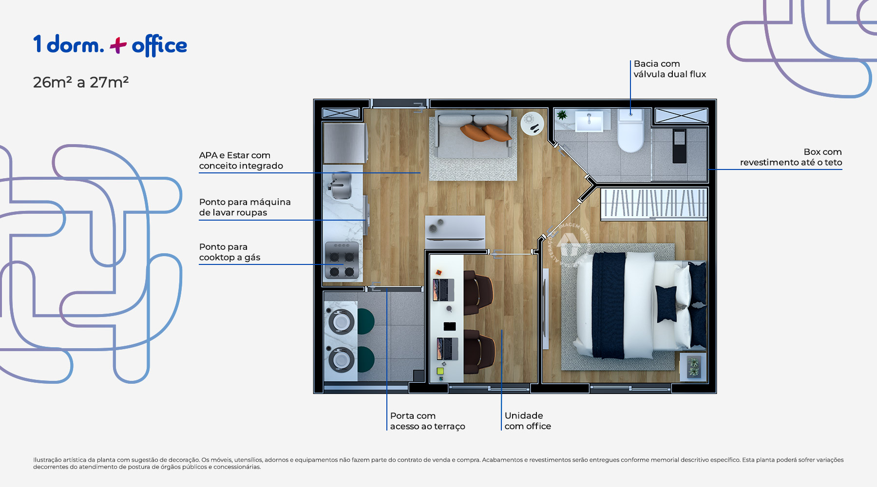 1 Dorm. + Office