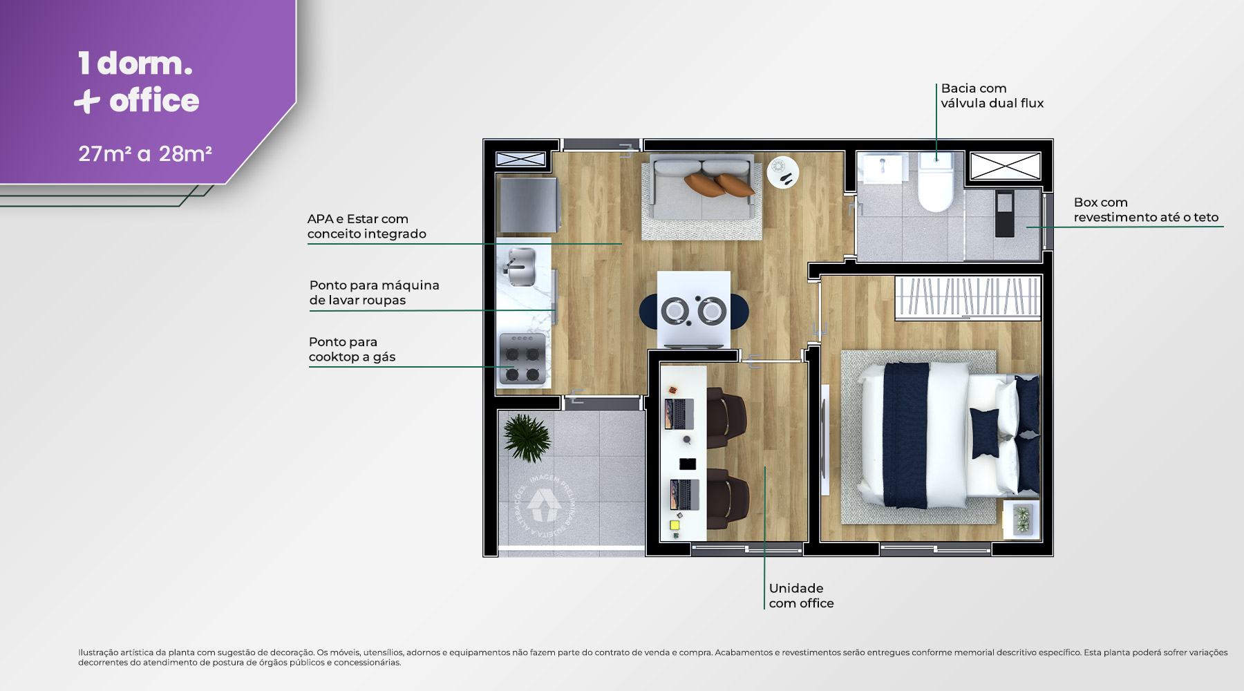 1 Dorm. + Office
