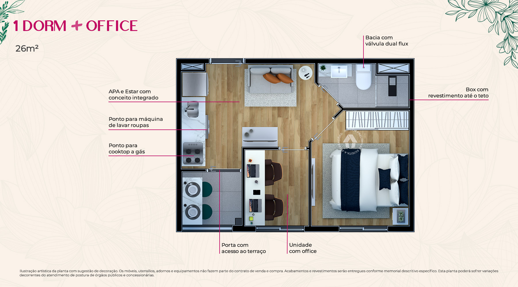 1 Dorm. + Office