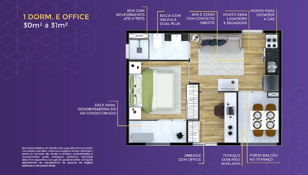 1 Dorm. + Office