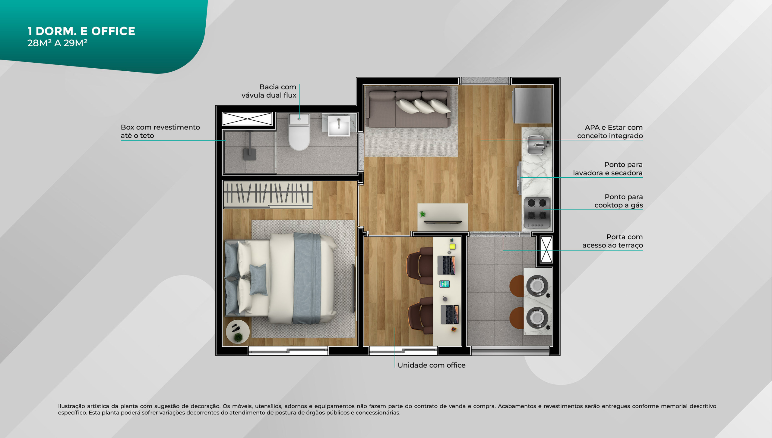 1 Dorm. + Office