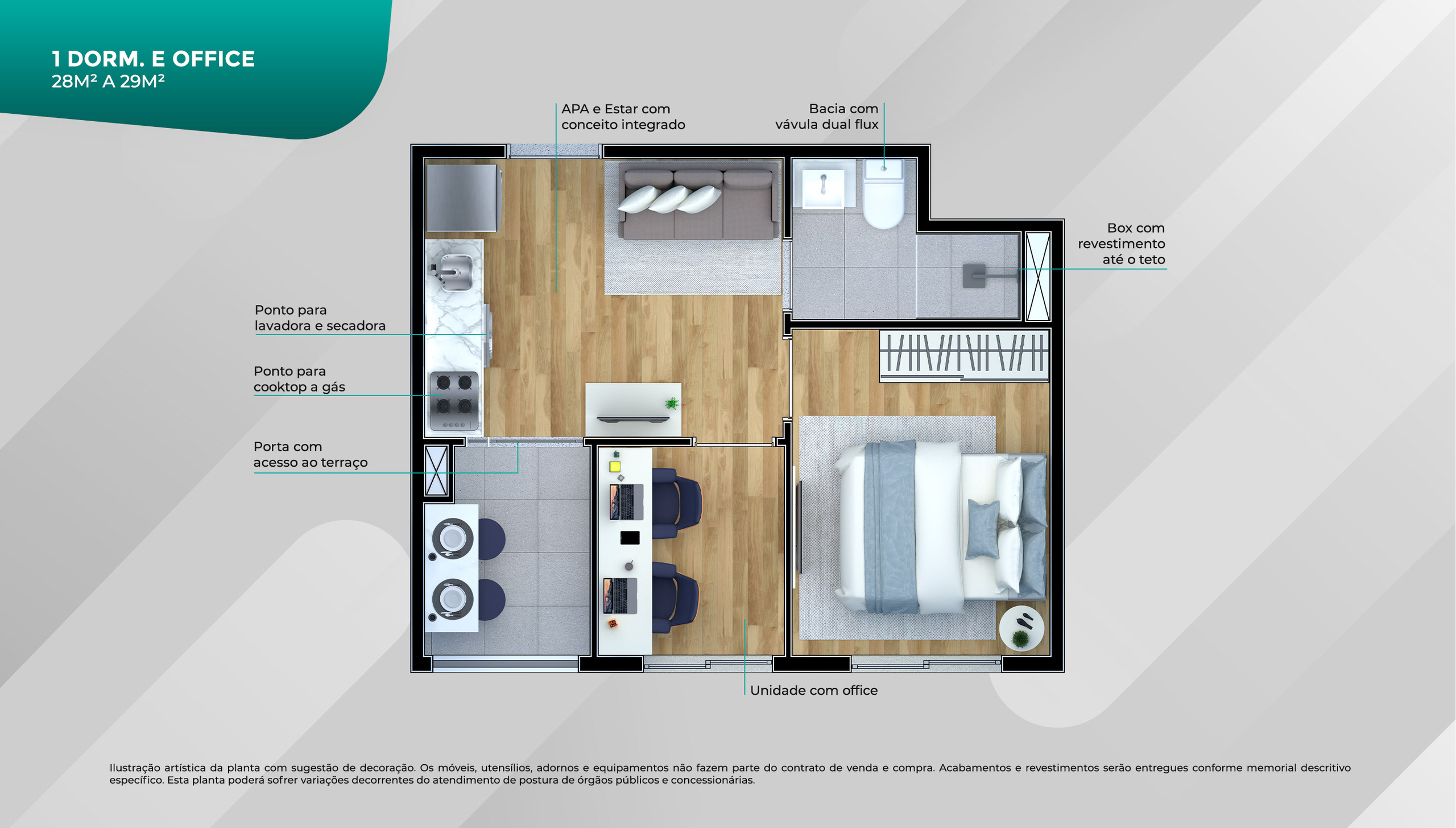1 Dorm. + Office