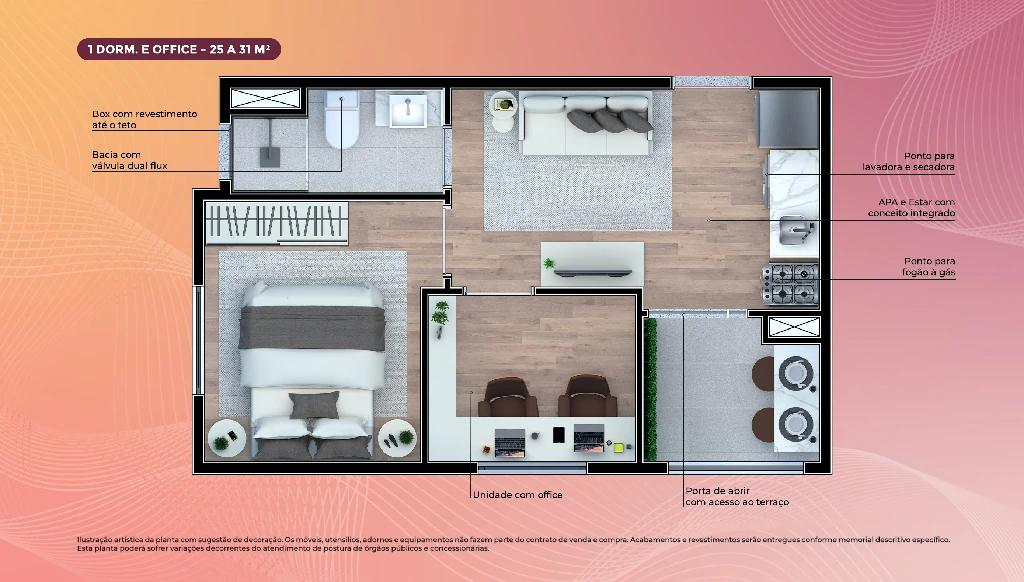 1 Dorm. + Office