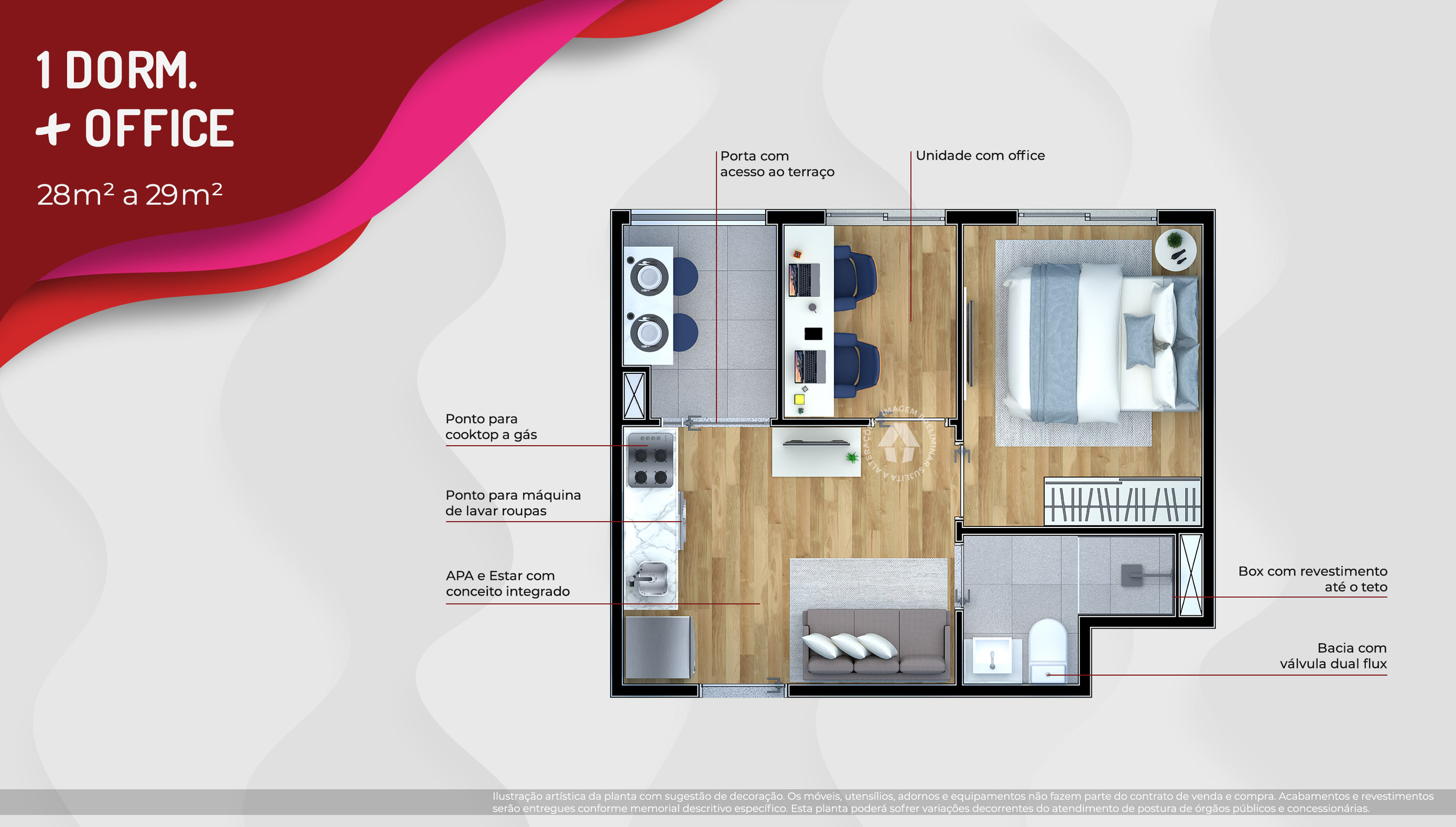 1 Dorm. + Office