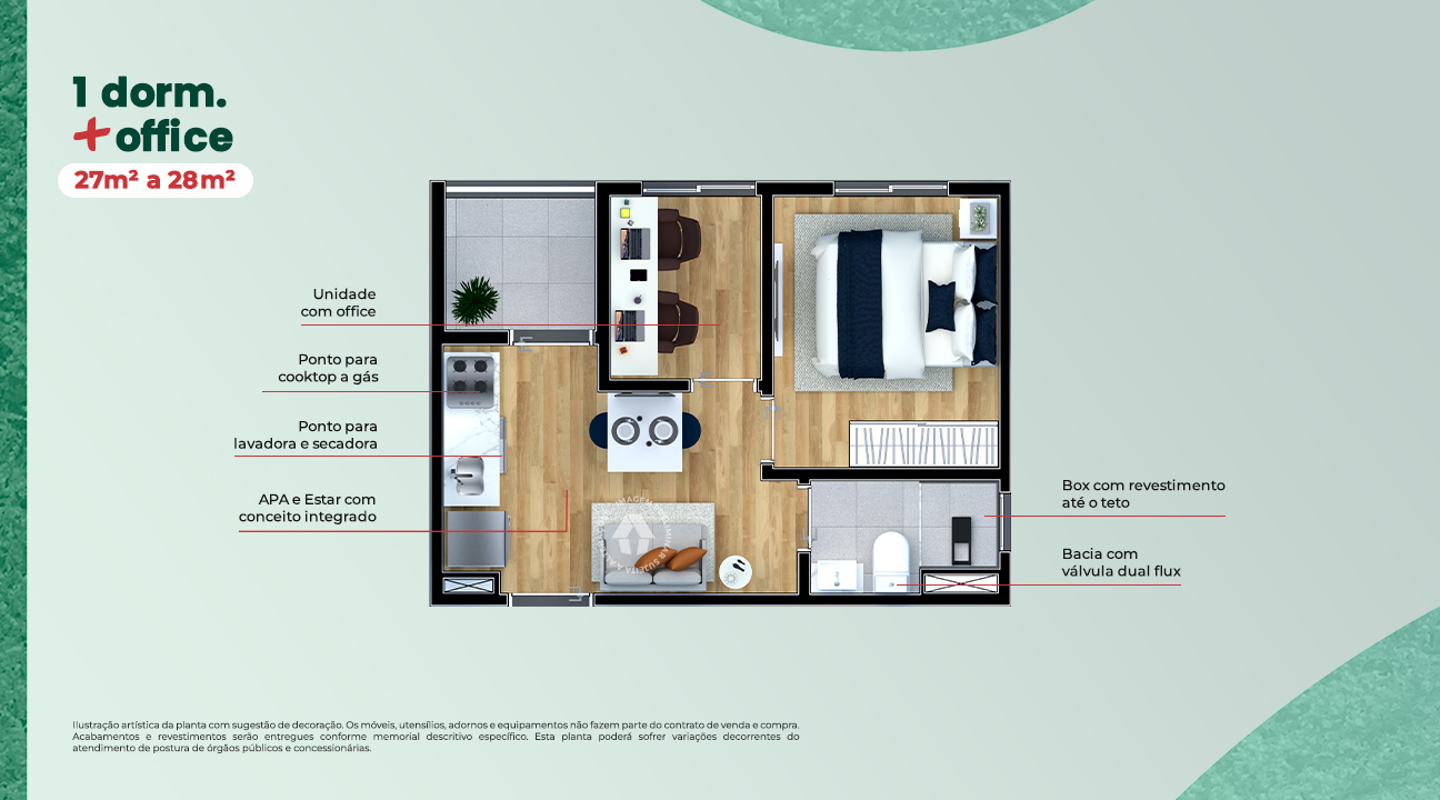 1 Dorm. + Office